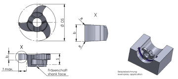 Z16 uran jyrsinta mittakuva