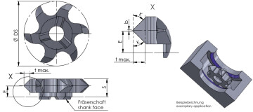 Z610 viisteen jyrsinta mittakuva