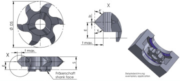 Z622 viisteen jyrsinta mittakuva