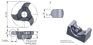 Z16 muodon jyrsinta mittakuva